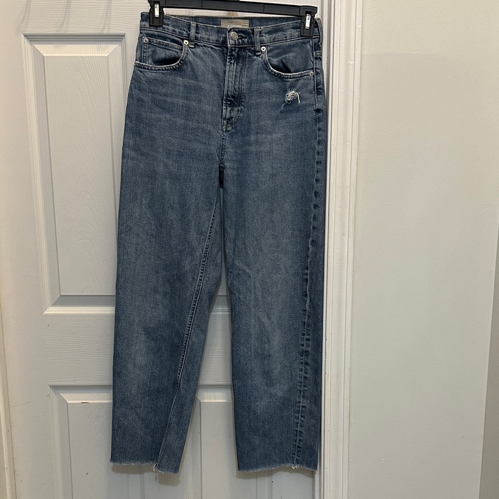 Everlane Classic Blue Jeans the Way High Jean size 27 raw hem
